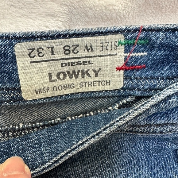 Diesel Lowky Italian Denim Jeans Straight Leg Metallic Embroidered Size W28 L32 - Picture 2 of 15